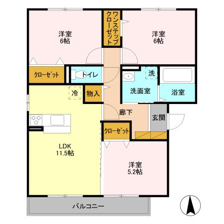 カーサ グランデ(3LDK/2階)の間取り写真