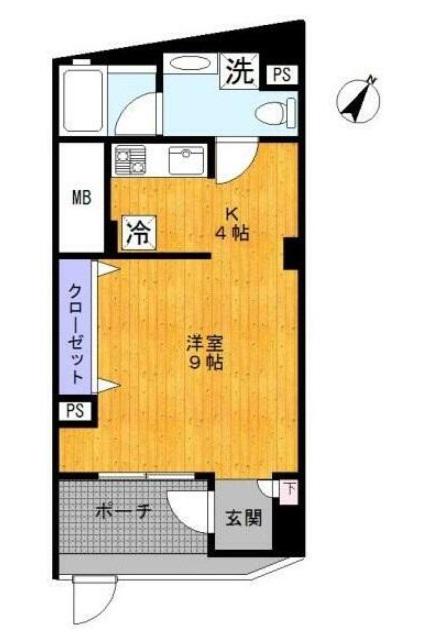 東急目黒線 洗足駅 徒歩1分 4階建 築16年(1DK/1階)の間取り写真
