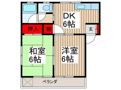 三上ハイツII(2DK/2階)の間取り写真
