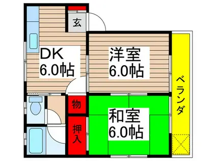 三上ハイツII(2DK/2階)の間取り写真