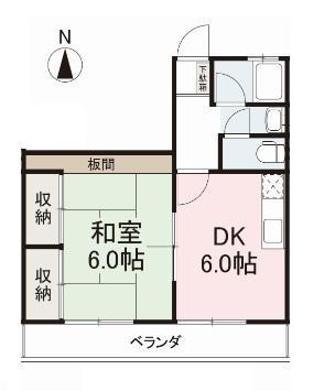 ハイツ大塚(1DK/3階)の間取り写真