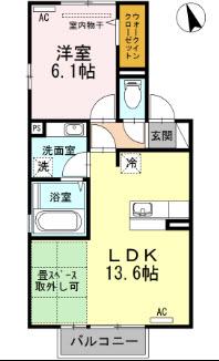 フォルトゥーナT(1LDK/2階)の間取り写真