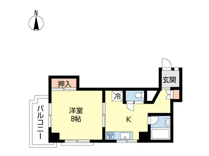 葵マンション(1DK/6階)の間取り写真