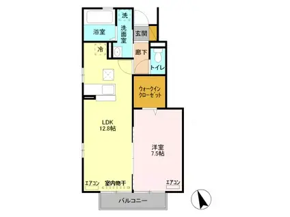 アリビオ(1LDK/1階)の間取り写真