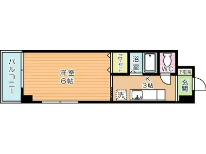 パークハイツ片野(ワンルーム/2階)の間取り写真