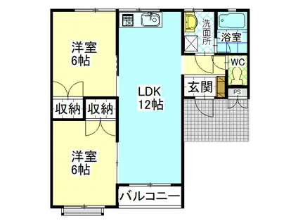 ネオコーポヤマザキ(2LDK/1階)の間取り写真