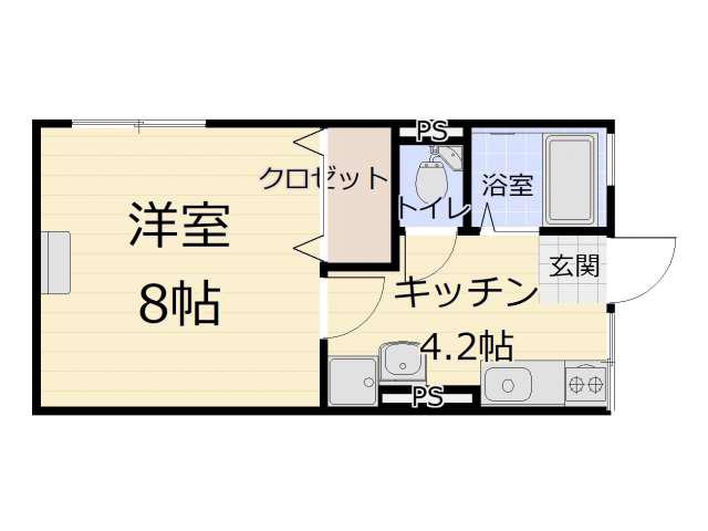 シティハイムビートル(1K/1階)の間取り写真