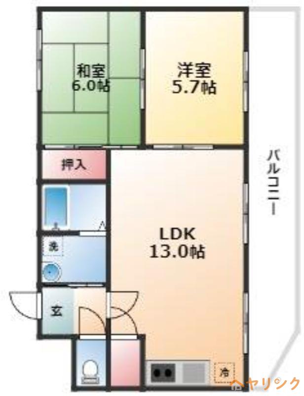 メゾンメリオール(2LDK/1階)の間取り写真