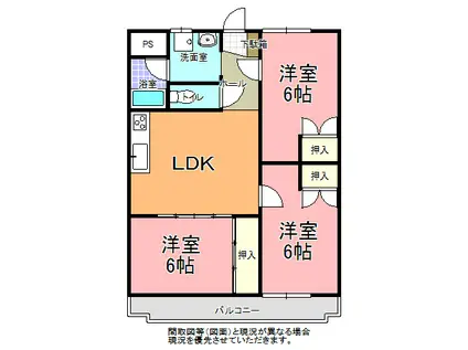 ジョイフルハイツ(3LDK/1階)の間取り写真