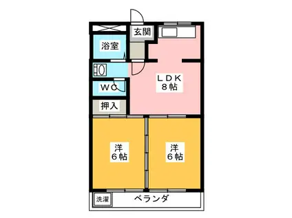 加賀野コーポI(2LDK/2階)の間取り写真