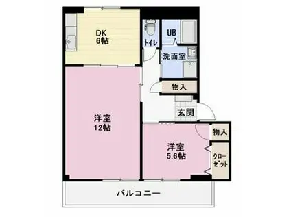 ムーングローリA オ(2DK/1階)の間取り写真