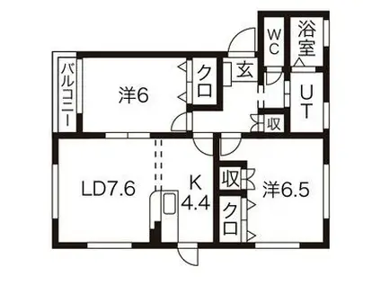 パークサイドクオーレI(2LDK/1階)の間取り写真