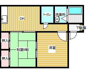 大西屋浜ハイツ(2DK/1階)の間取り写真