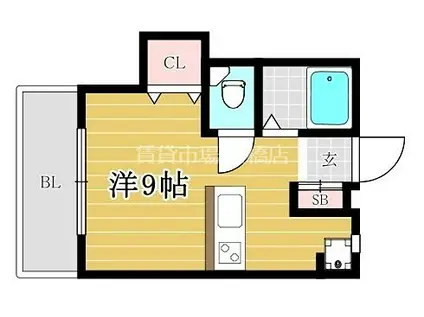コーポみづほ(ワンルーム/3階)の間取り写真