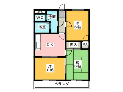 ぶるーめ室伏(3DK/3階)の間取り写真