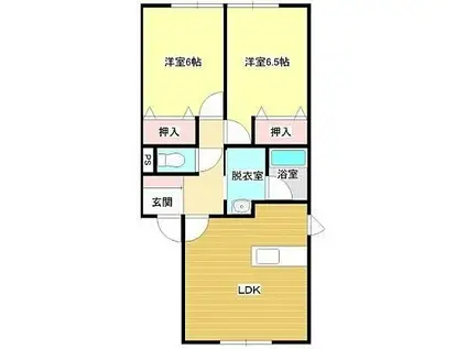 SUN PURE(2LDK/2階)の間取り写真