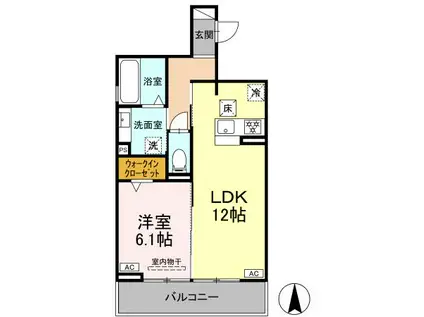 ルヴィータ栄生(1LDK/1階)の間取り写真