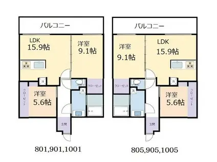 フォンテーヌ彦根(2LDK/10階)の間取り写真