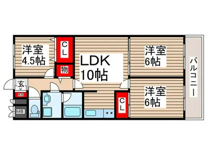 菅生レジデンス(3LDK/4階)の間取り写真