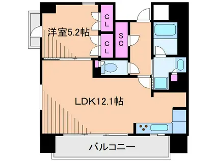 BRILLIA綱島ID STATIONFRONT(1LDK/7階)の間取り写真
