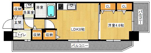 ファビュラス曙(1LDK/7階)の間取り写真