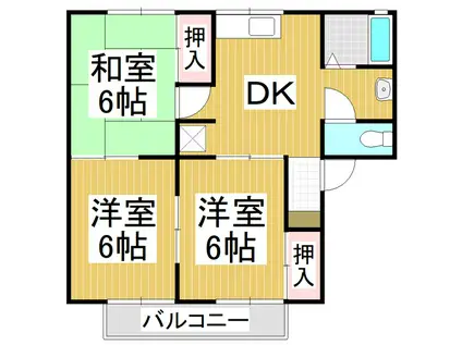 ながのガーデンハイツ B棟(3DK/2階)の間取り写真