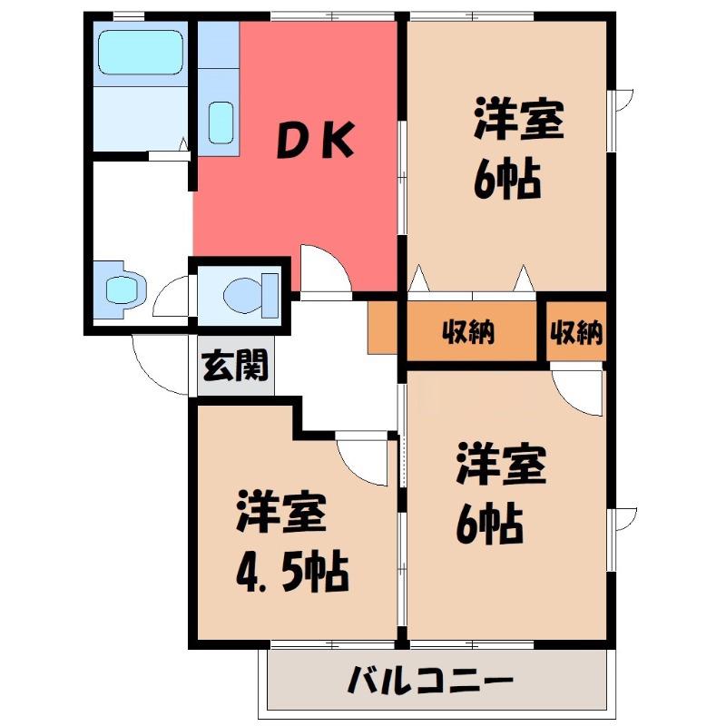 フォンティーヌA(3DK/1階)の間取り写真