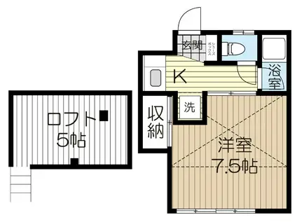 スワンレイクK(1K/2階)の間取り写真