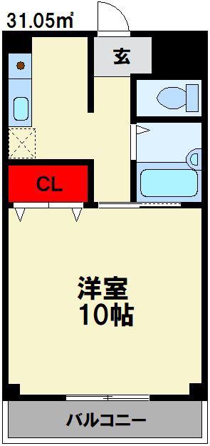 クオリスR(1K/4階)の間取り写真