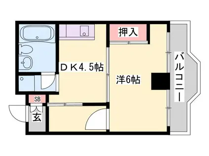 シャトー三和III号館(1DK/3階)の間取り写真