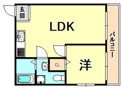 寿ハイツ(1LDK/4階)の間取り写真