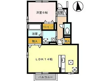 ヴィライーハトーヴB棟(1LDK/1階)の間取り写真