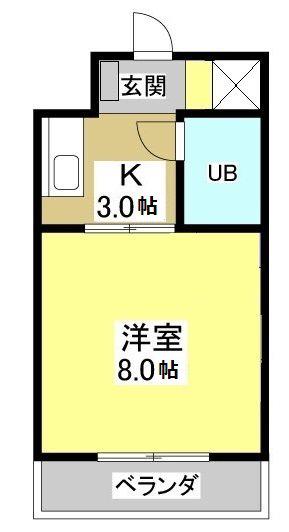 フラットサンパティーク(1K/2階)の間取り写真
