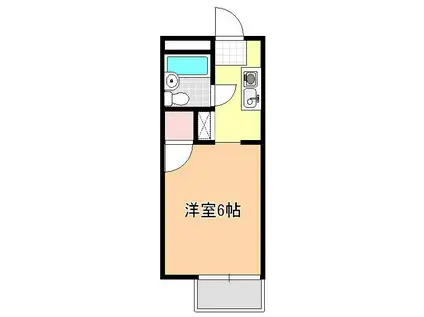 スリースター小仲台(1K/2階)の間取り写真