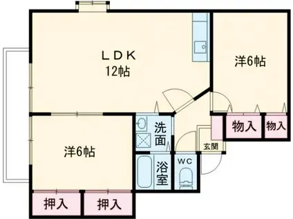 フリーデン安居野G棟(2LDK/2階)の間取り写真