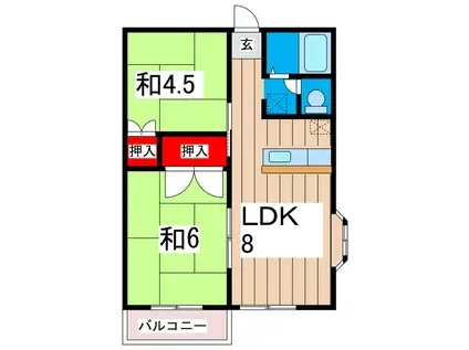 大進ハイツ(2DK/2階)の間取り写真