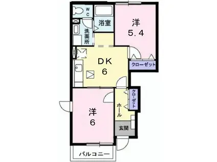MILKYWAY(2DK/1階)の間取り写真