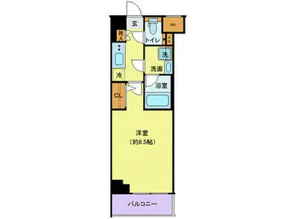 GENOVIA本羽田SKYGARDEN(1K/6階)の間取り写真