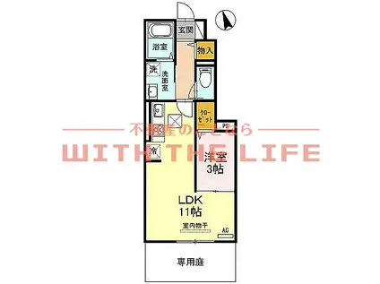 ＪＲ鹿児島本線 羽犬塚駅 徒歩52分 2階建 築10年(1LDK/1階)の間取り写真