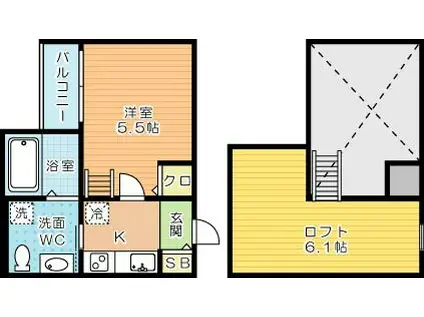RIDEII(1K/2階)の間取り写真