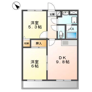 さくらハイツ(2DK/3階)の間取り写真