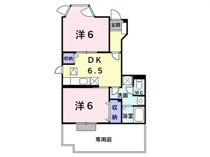 ペリプエストI番館(2DK/1階)の間取り写真
