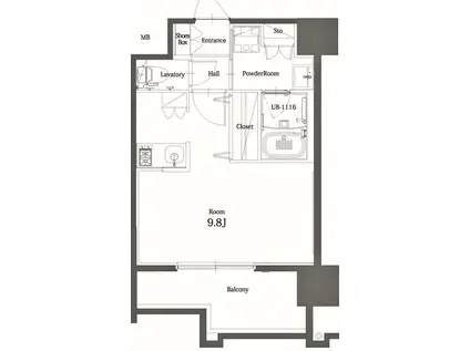 エンクレスト博多 THE TIME(ワンルーム/4階)の間取り写真