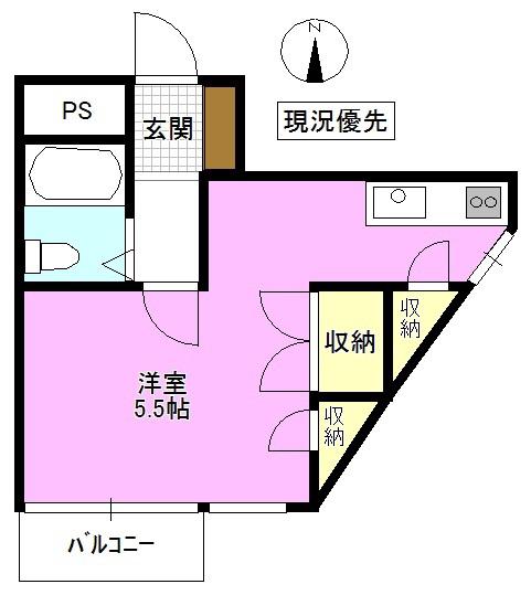 コーポ丸山(ワンルーム/3階)の間取り写真