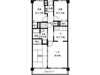 ヴィラ宮ノ下(3LDK/5階)の間取り写真