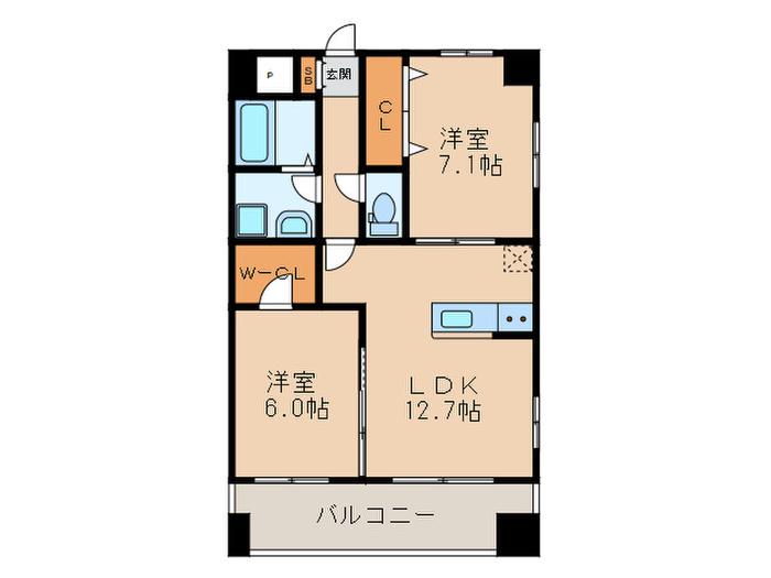 マーブル リヌーキー II(2LDK/5階)の間取り写真
