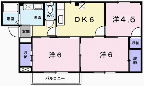 グリーンコーポ中塚(3DK/2階)の間取り写真
