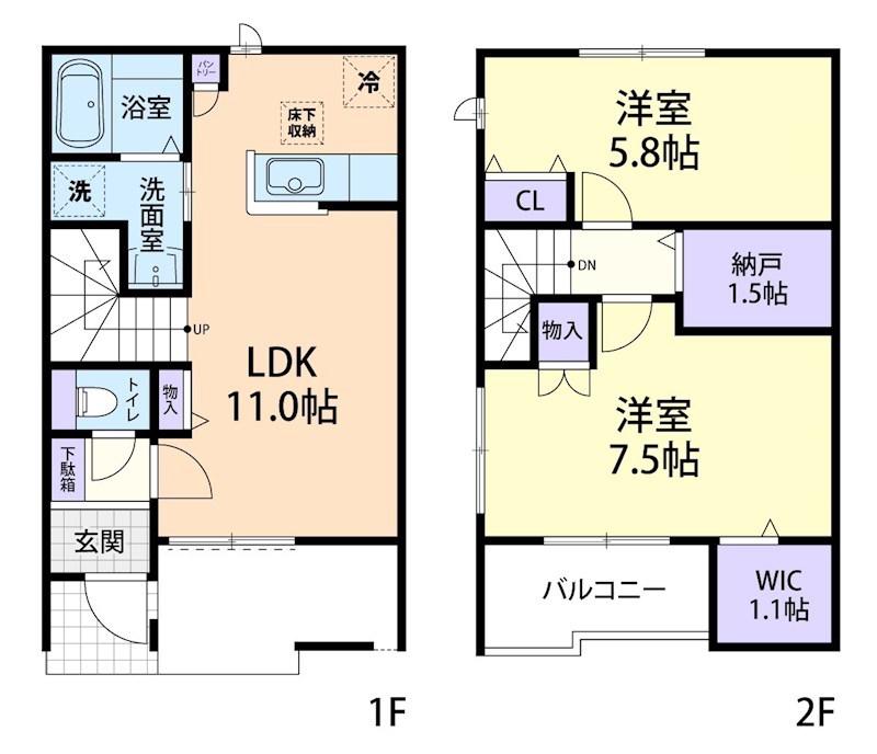 ティアコートG B(2LDK/1階)の間取り写真