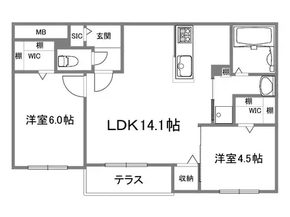 ブランシャール菊水HD(2LDK/1階)の間取り写真