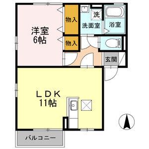 エレガンス シンワ B(1LDK/1階)の間取り写真